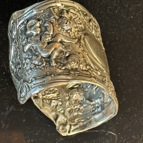 Antique Gorham Circa 1890 Small Cuff Angel Bracelet Sterling Silver 925 Cherub - Picture 6 of 10